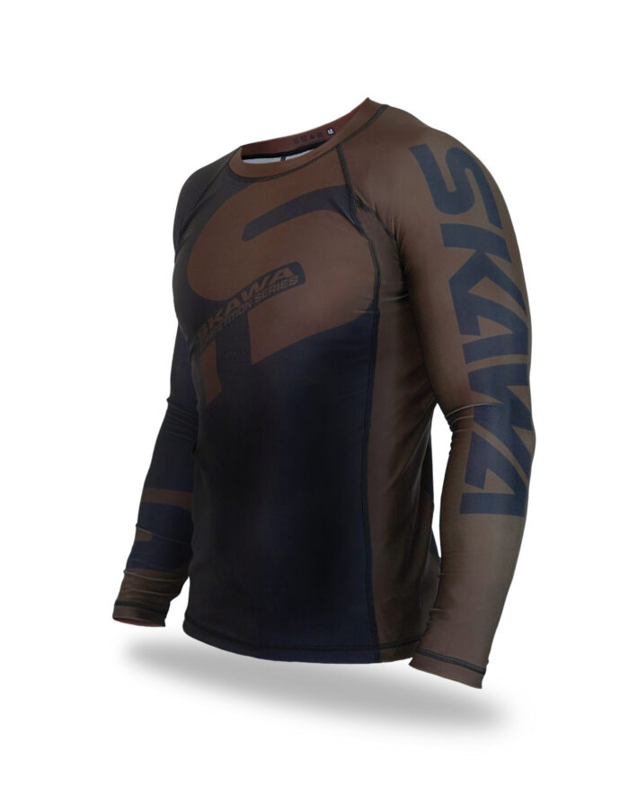 Rashguard Brown belt left side scaled view Rashguard Brown belt left side scaled view